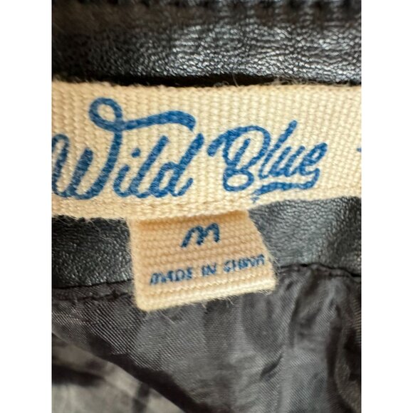 Sadie Robertson Collection Womens Black Faux Leather Mini Skirt Wild Blue Medium - Picture 5 of 16